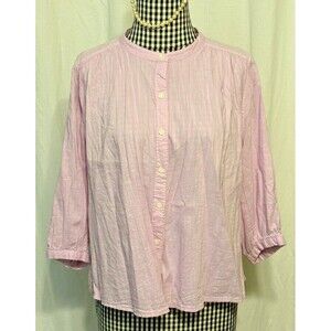 Old Navy Womens Button Front Shirt Top Small Petite Lilac Lavender 3/4 Sleeve